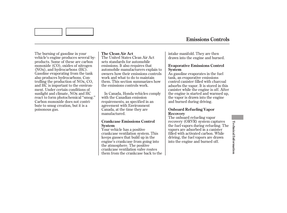 Emissions controls | HONDA 2006 Accord Hybrid - Owner's Manual User Manual | Page 258 / 277