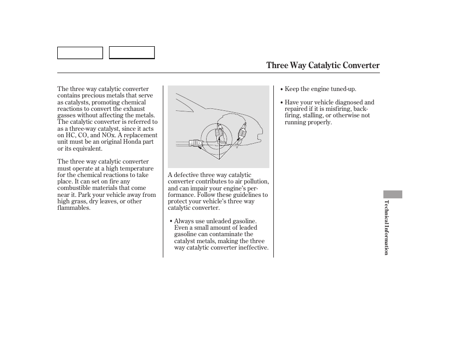 Three way catalytic converter | HONDA 2006 Accord Hybrid - Owner's Manual User Manual | Page 260 / 277