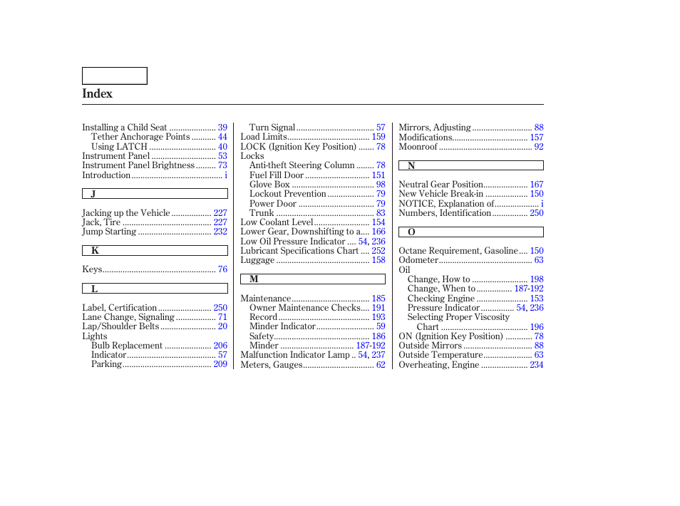 Index | HONDA 2006 Accord Hybrid - Owner's Manual User Manual | Page 273 / 277