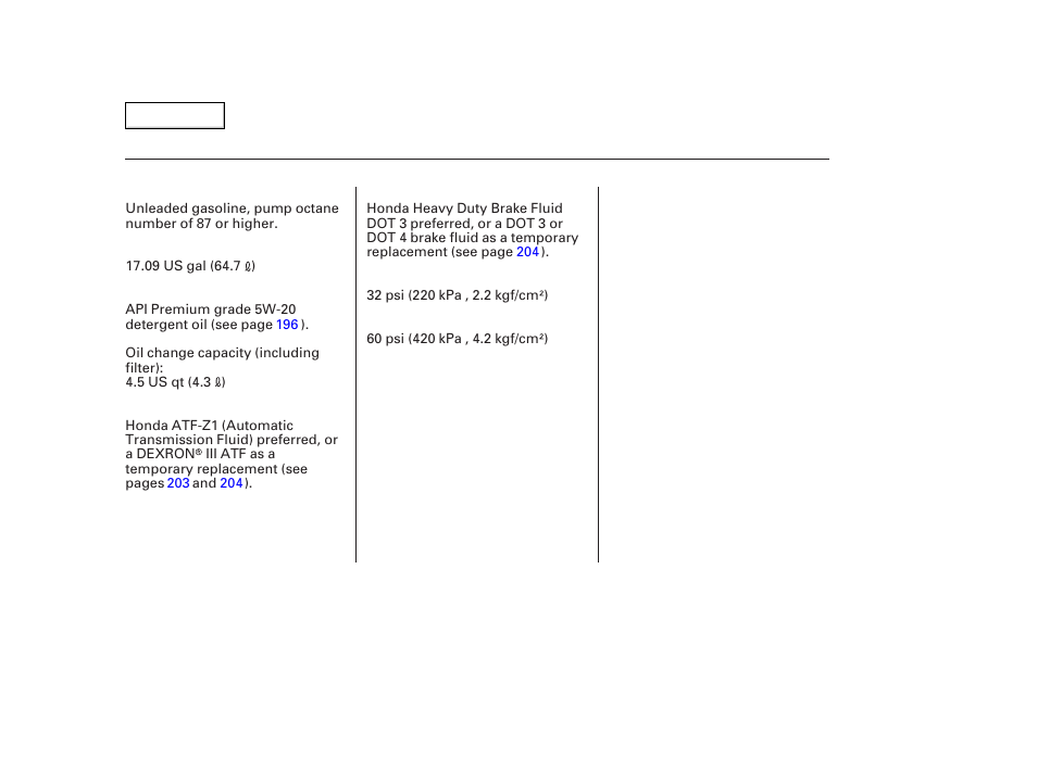 Service information summary | HONDA 2006 Accord Hybrid - Owner's Manual User Manual | Page 277 / 277