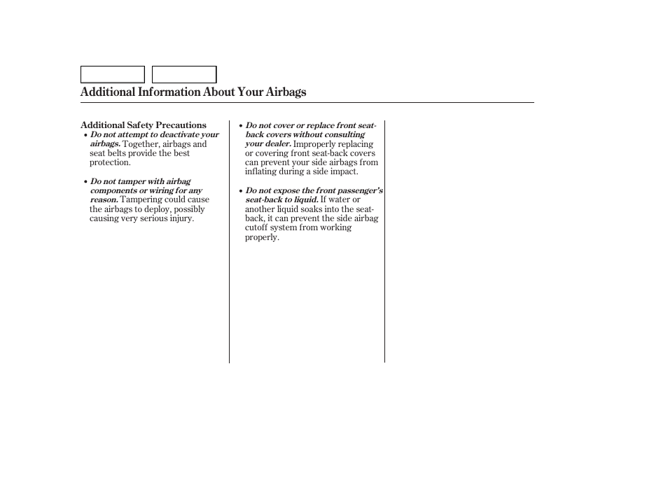 Additional information about your airbags | HONDA 2006 Accord Hybrid - Owner's Manual User Manual | Page 31 / 277