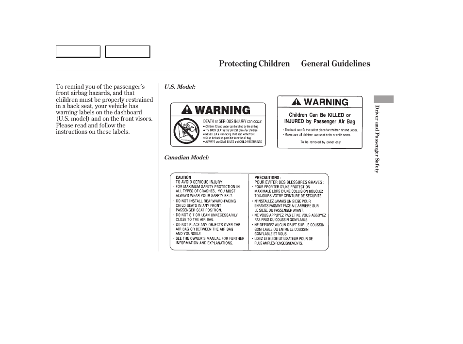 Protecting children general guidelines | HONDA 2006 Accord Hybrid - Owner's Manual User Manual | Page 34 / 277