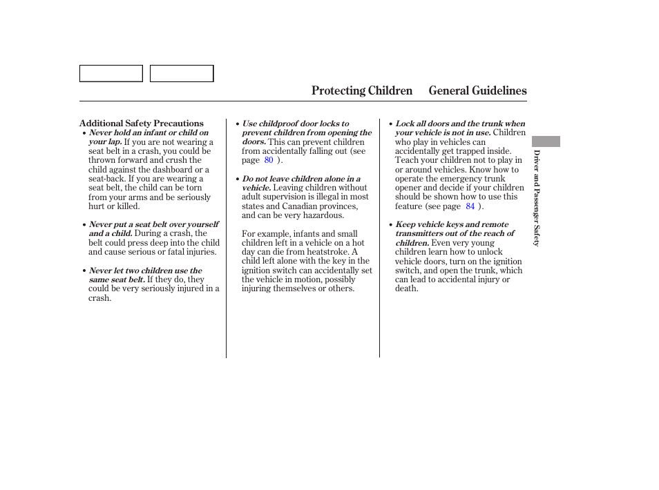 Protecting children general guidelines | HONDA 2006 Accord Hybrid - Owner's Manual User Manual | Page 36 / 277