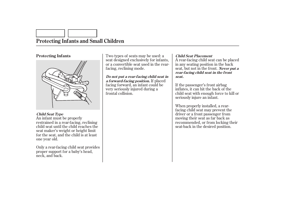 Protecting infants and small children | HONDA 2006 Accord Hybrid - Owner's Manual User Manual | Page 37 / 277