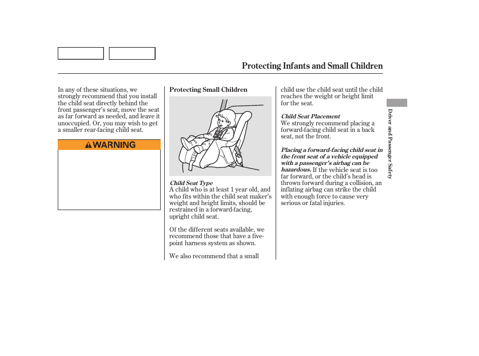 Protecting infants and small children | HONDA 2006 Accord Hybrid - Owner's Manual User Manual | Page 38 / 277