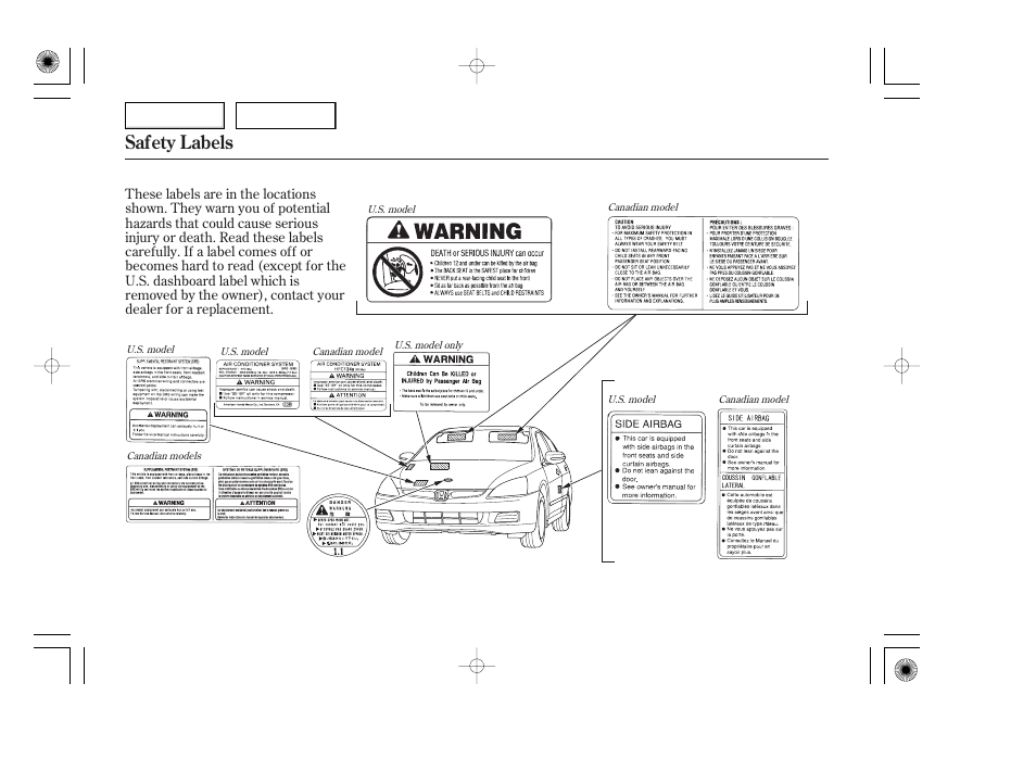 Safety labels | HONDA 2006 Accord Hybrid - Owner's Manual User Manual | Page 51 / 277