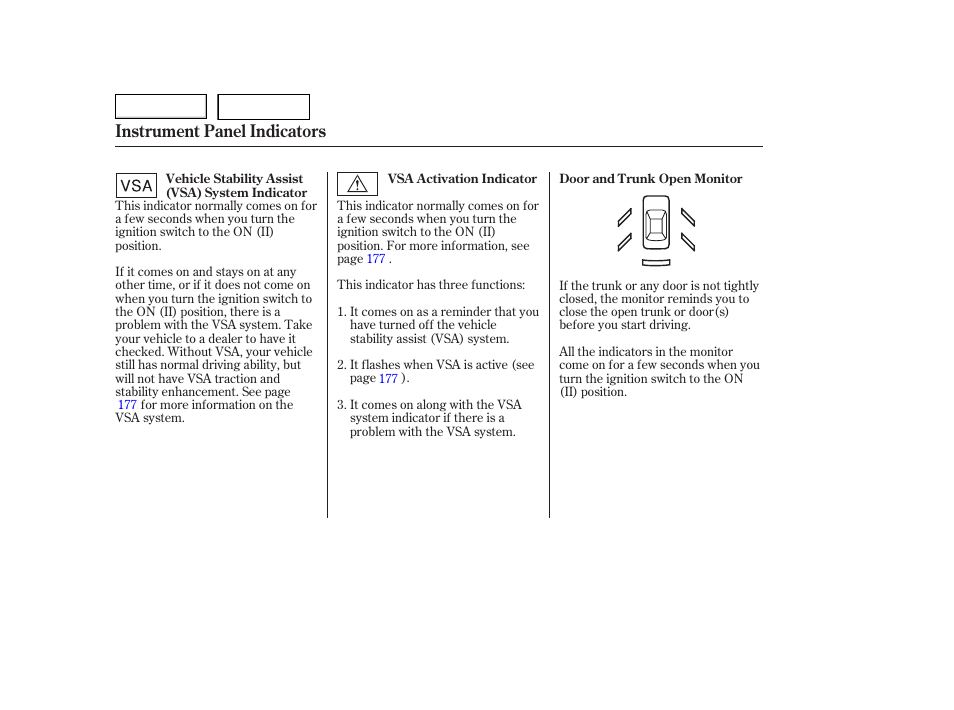Instrument panel indicators | HONDA 2006 Accord Hybrid - Owner's Manual User Manual | Page 57 / 277
