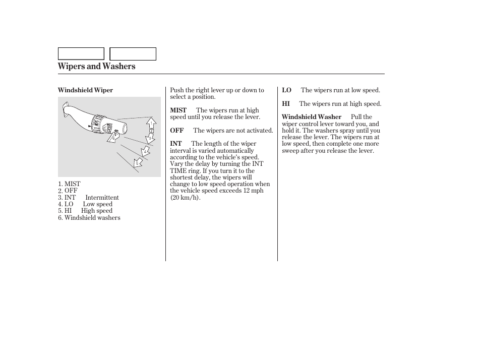 Wipers and washers | HONDA 2006 Accord Hybrid - Owner's Manual User Manual | Page 71 / 277