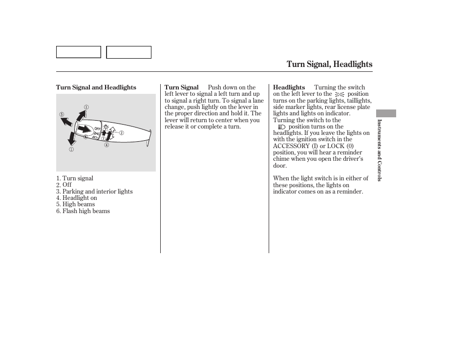 Turn signal, headlights | HONDA 2006 Accord Hybrid - Owner's Manual User Manual | Page 72 / 277