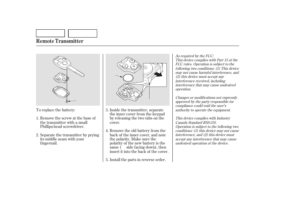 Remote transmitter | HONDA 2006 Accord Hybrid - Owner's Manual User Manual | Page 83 / 277