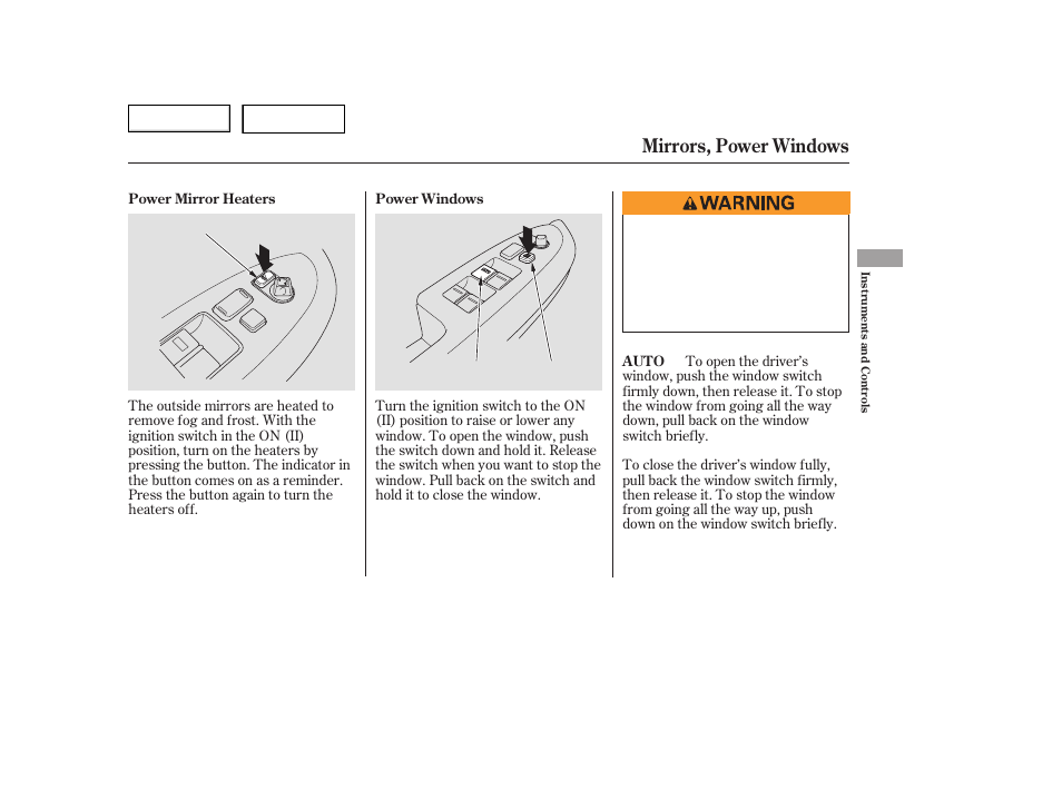 Mirrors, power windows | HONDA 2006 Accord Hybrid - Owner's Manual User Manual | Page 90 / 277
