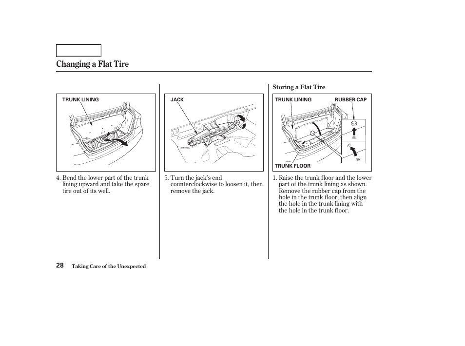 Changing a flat tire | HONDA 2006 Civic GX - Owner's Manual User Manual | Page 29 / 37