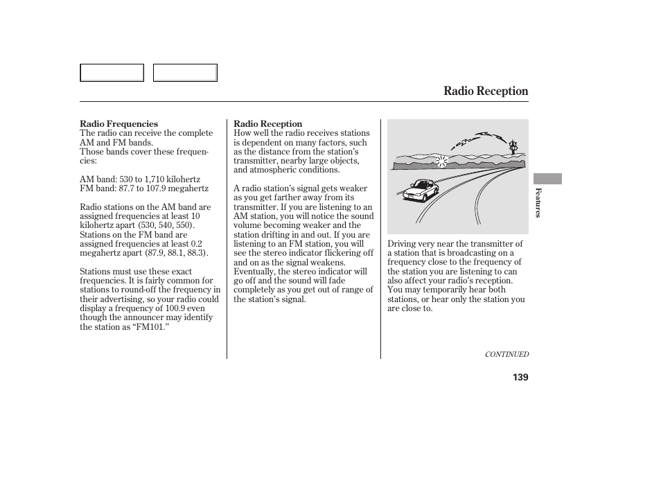 Radio reception | HONDA 2006 Civic Sedan - Owner's Manual User Manual | Page 140 / 267