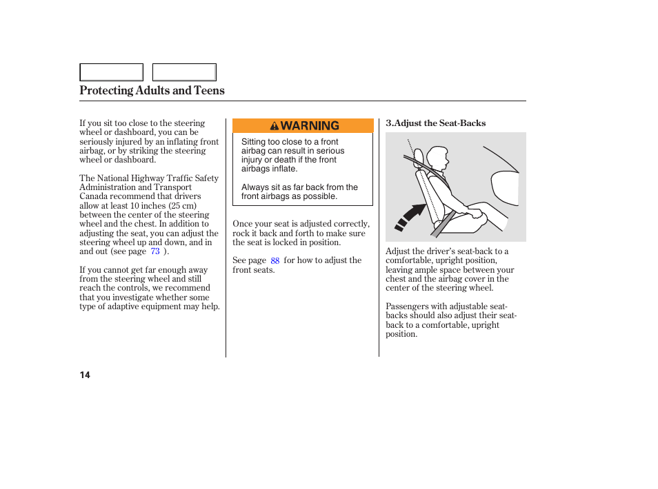 Protecting adults and teens | HONDA 2006 Civic Sedan - Owner's Manual User Manual | Page 15 / 267