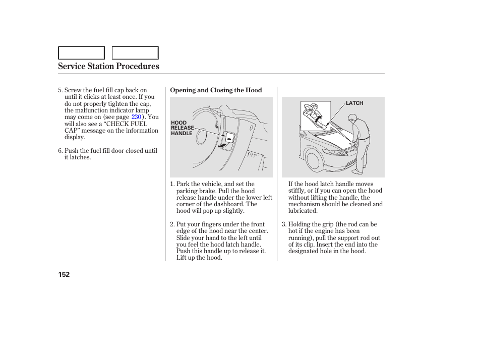 Service station procedures | HONDA 2006 Civic Sedan - Owner's Manual User Manual | Page 153 / 267