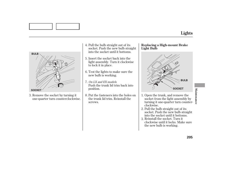 Lights | HONDA 2006 Civic Sedan - Owner's Manual User Manual | Page 206 / 267