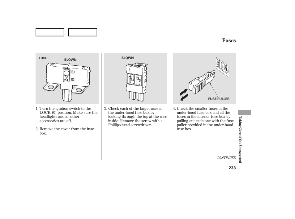 Fuses | HONDA 2006 Civic Sedan - Owner's Manual User Manual | Page 234 / 267