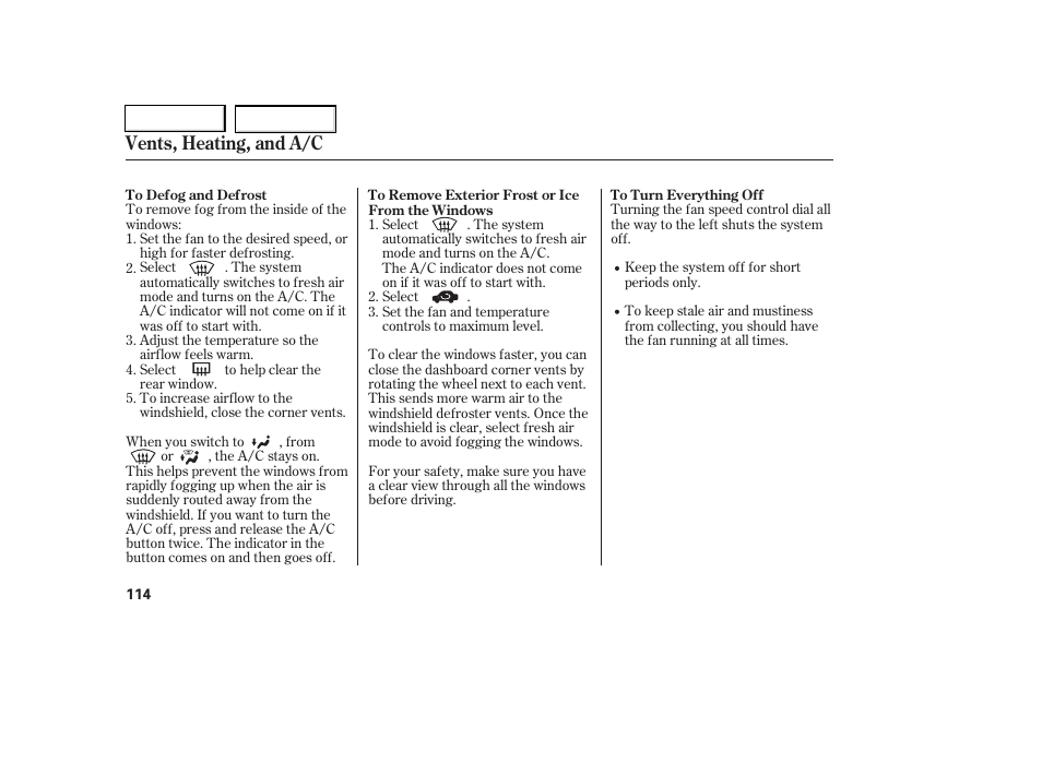 Vents, heating, and a/c | HONDA 2006 Civic Coupe - Owner's Manual User Manual | Page 118 / 307