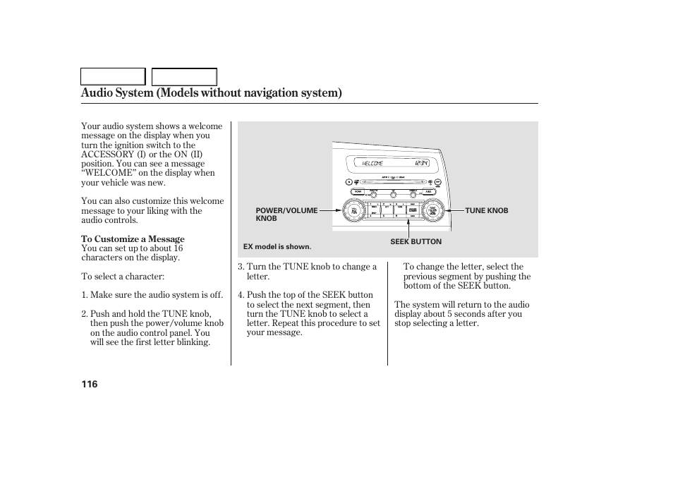 Audio system (models without navigation system) | HONDA 2006 Civic Coupe - Owner's Manual User Manual | Page 120 / 307