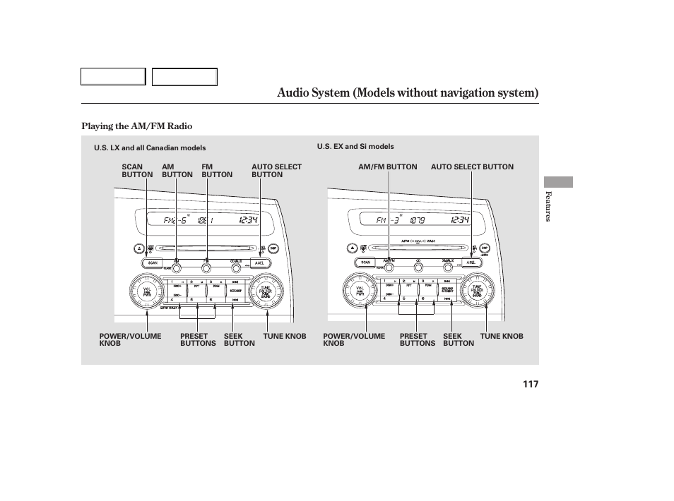 Audio system (models without navigation system) | HONDA 2006 Civic Coupe - Owner's Manual User Manual | Page 121 / 307