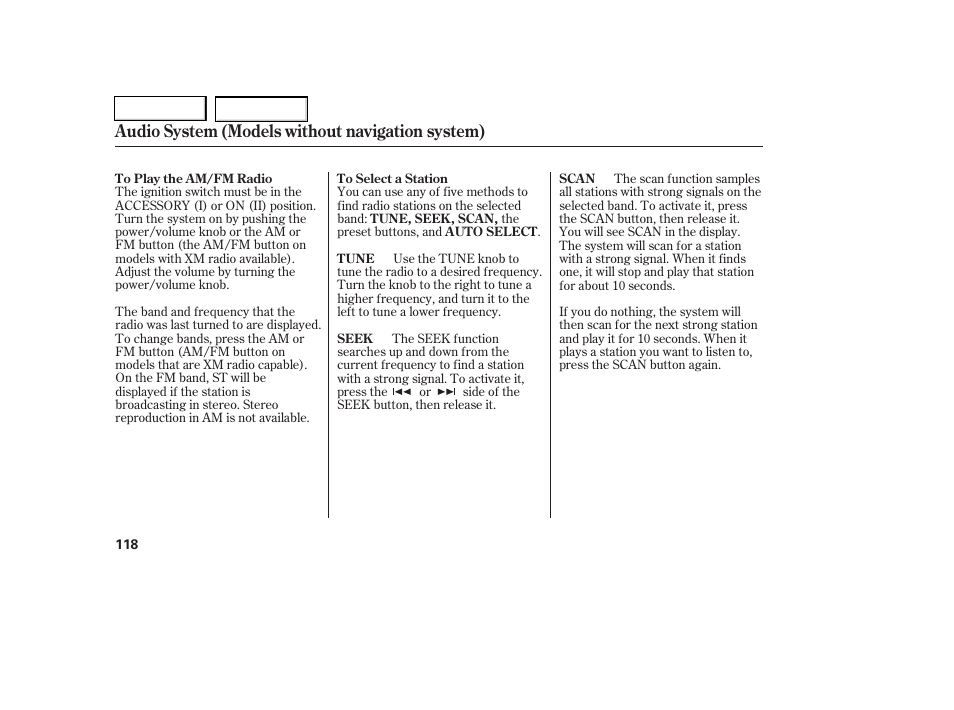 Audio system (models without navigation system) | HONDA 2006 Civic Coupe - Owner's Manual User Manual | Page 122 / 307