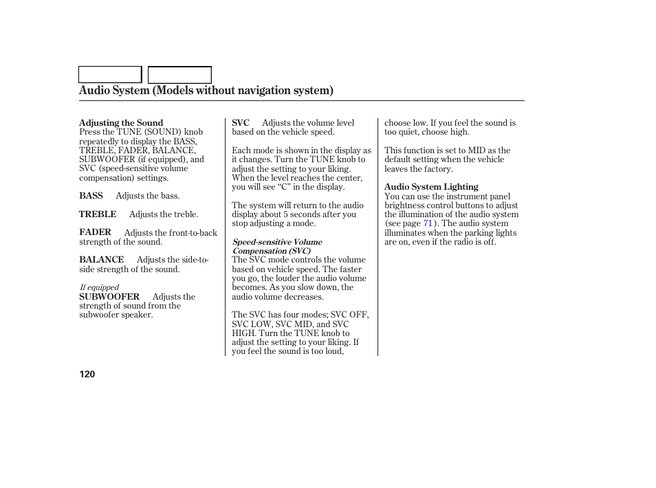 Audio system (models without navigation system) | HONDA 2006 Civic Coupe - Owner's Manual User Manual | Page 124 / 307