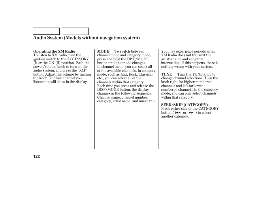 Audio system (models without navigation system) | HONDA 2006 Civic Coupe - Owner's Manual User Manual | Page 126 / 307