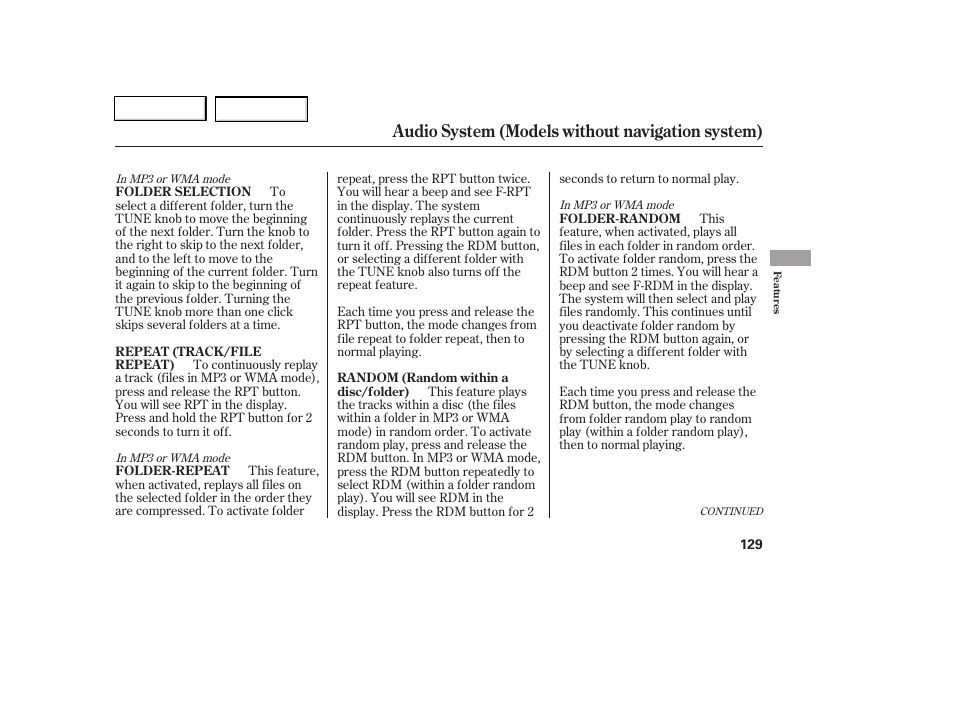 Audio system (models without navigation system) | HONDA 2006 Civic Coupe - Owner's Manual User Manual | Page 133 / 307