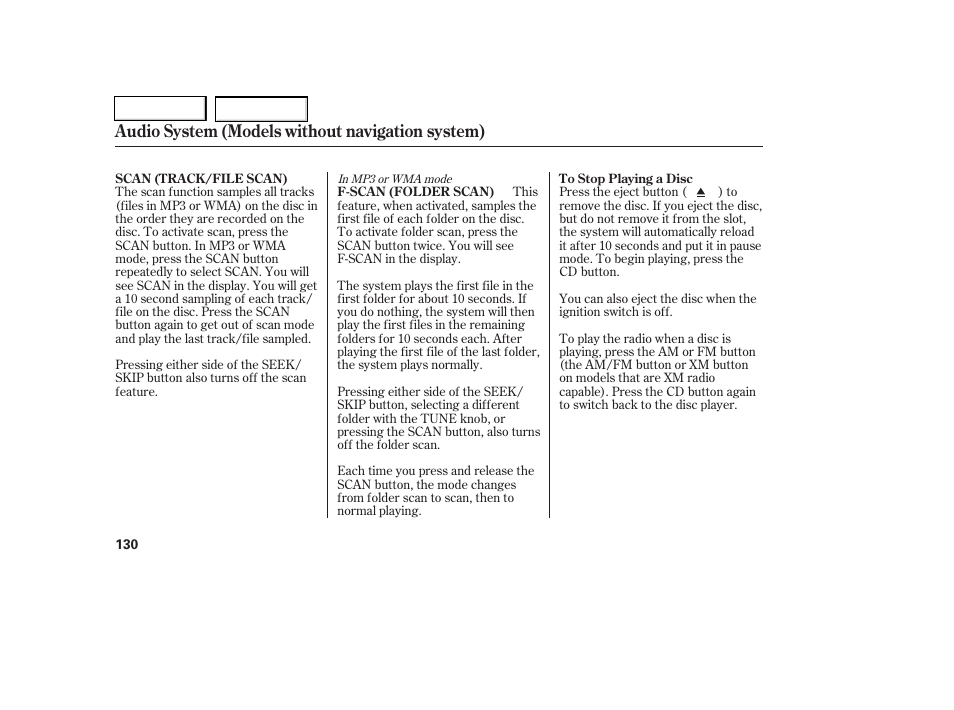 Audio system (models without navigation system) | HONDA 2006 Civic Coupe - Owner's Manual User Manual | Page 134 / 307