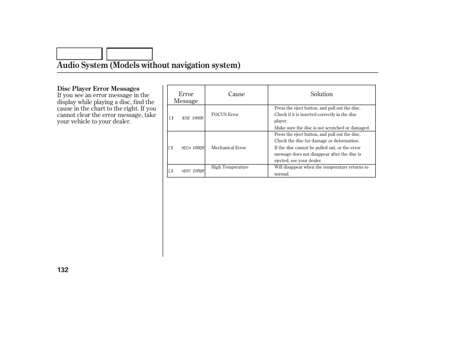 Audio system (models without navigation system) | HONDA 2006 Civic Coupe - Owner's Manual User Manual | Page 136 / 307