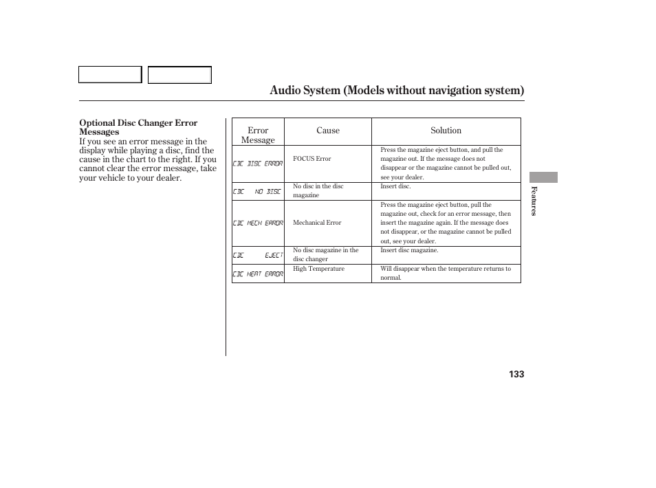 Audio system (models without navigation system) | HONDA 2006 Civic Coupe - Owner's Manual User Manual | Page 137 / 307