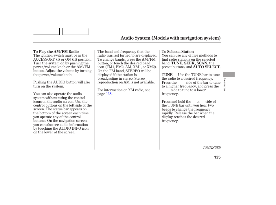 Audio system (models with navigation system) | HONDA 2006 Civic Coupe - Owner's Manual User Manual | Page 139 / 307