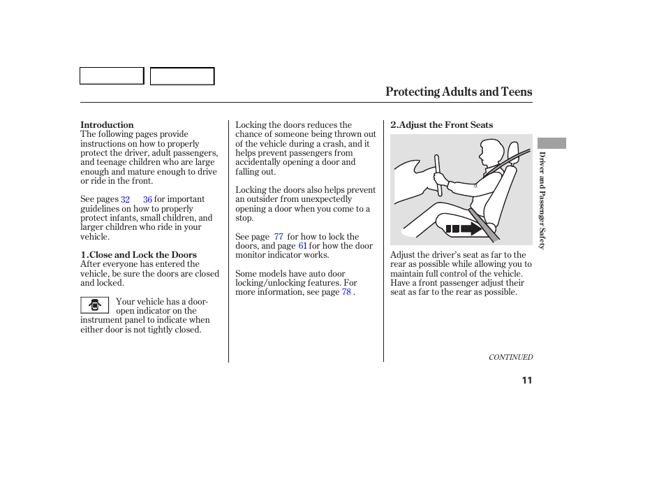 Protecting adults and teens | HONDA 2006 Civic Coupe - Owner's Manual User Manual | Page 15 / 307