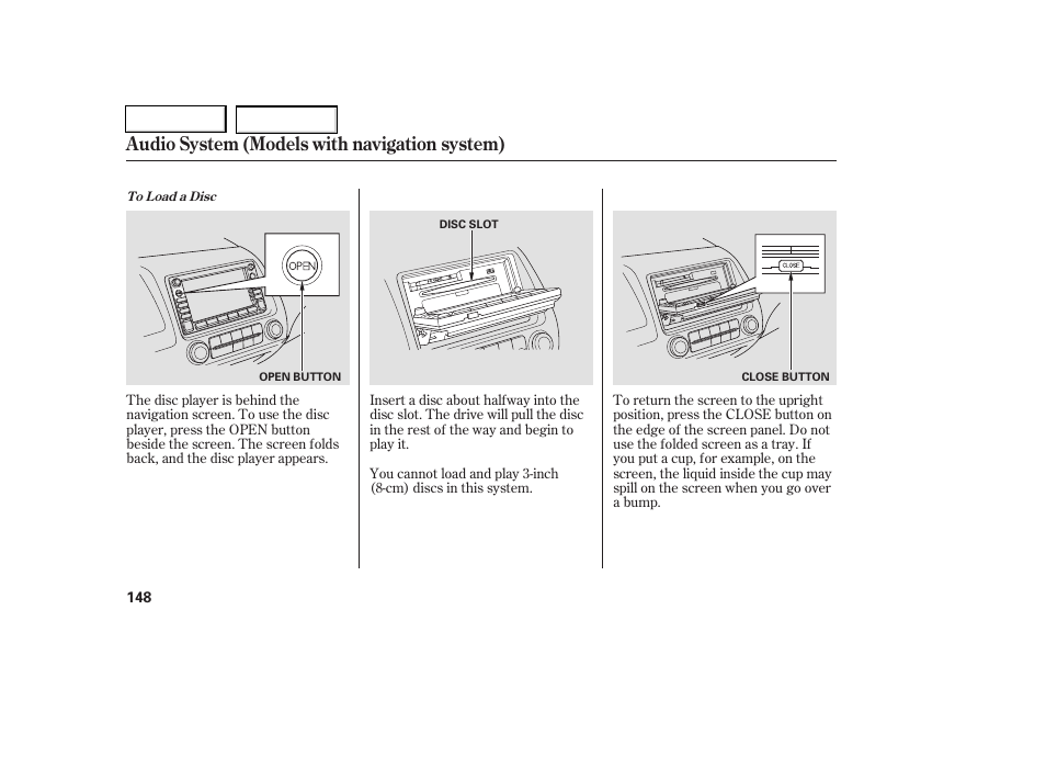 Audio system (models with navigation system) | HONDA 2006 Civic Coupe - Owner's Manual User Manual | Page 152 / 307