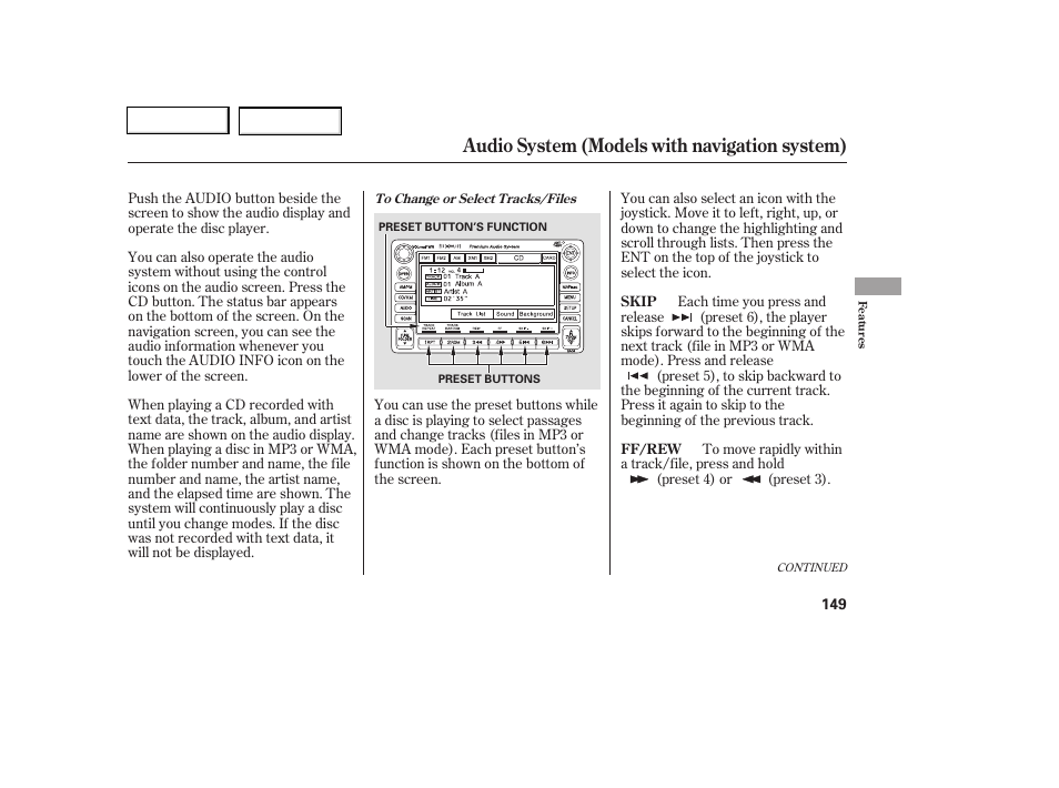 Audio system (models with navigation system) | HONDA 2006 Civic Coupe - Owner's Manual User Manual | Page 153 / 307