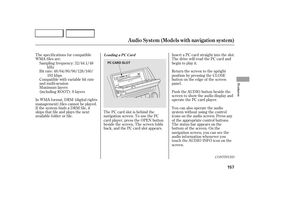 Audio system (models with navigation system) | HONDA 2006 Civic Coupe - Owner's Manual User Manual | Page 161 / 307