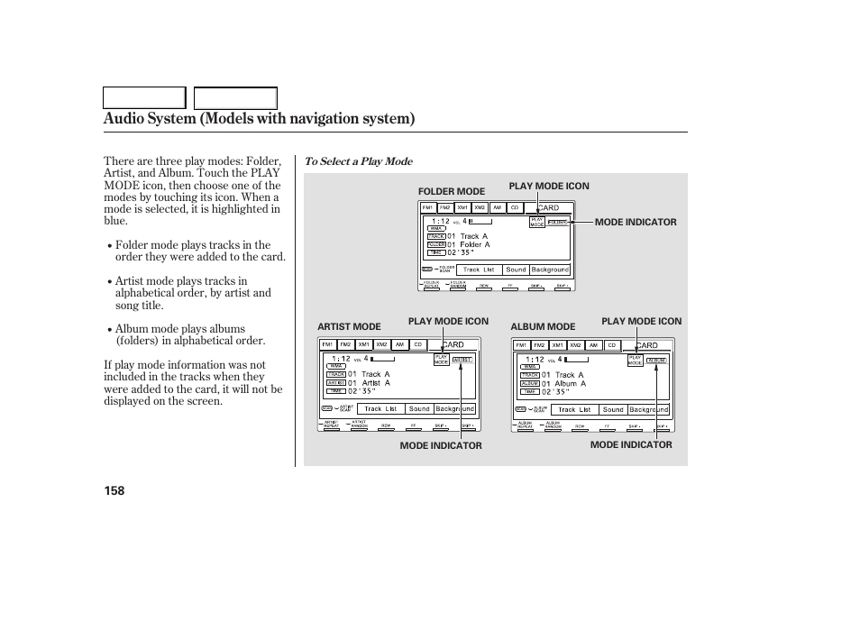 Audio system (models with navigation system) | HONDA 2006 Civic Coupe - Owner's Manual User Manual | Page 162 / 307