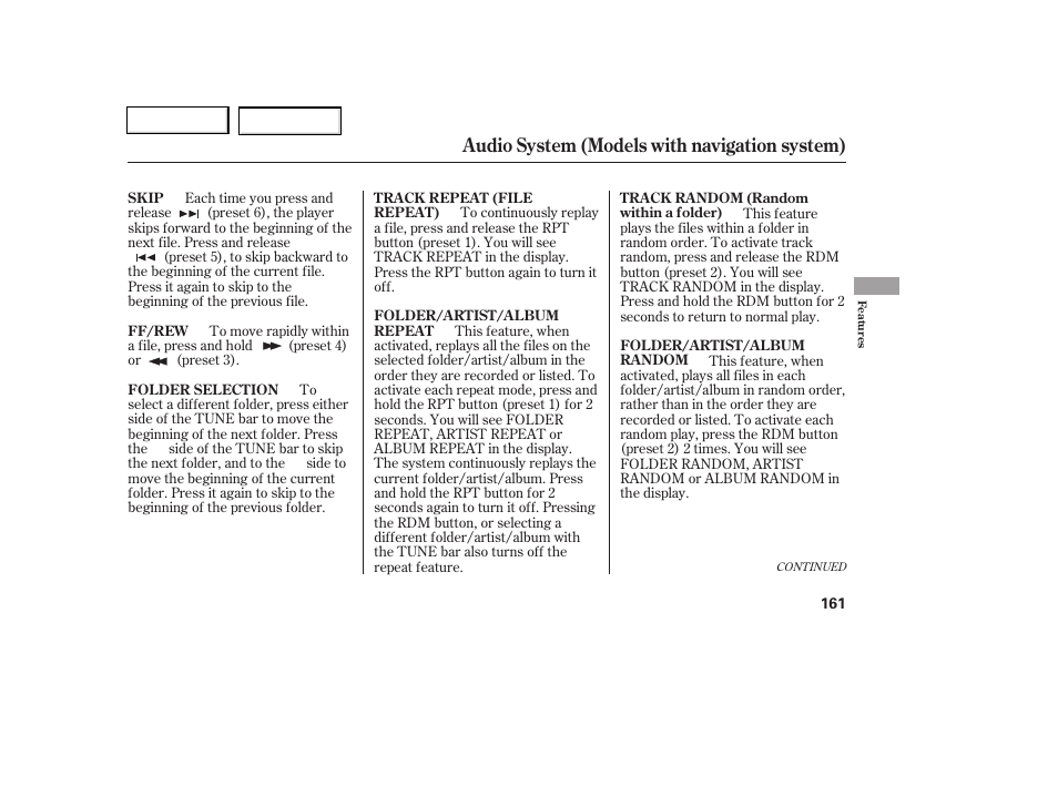 Audio system (models with navigation system) | HONDA 2006 Civic Coupe - Owner's Manual User Manual | Page 165 / 307