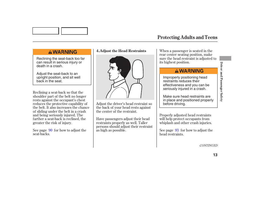 Protecting adults and teens | HONDA 2006 Civic Coupe - Owner's Manual User Manual | Page 17 / 307