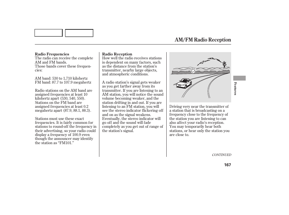 Am/fm radio reception | HONDA 2006 Civic Coupe - Owner's Manual User Manual | Page 171 / 307