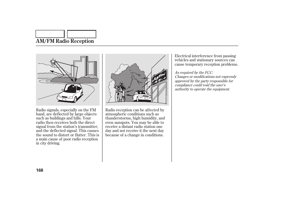 Am/fm radio reception | HONDA 2006 Civic Coupe - Owner's Manual User Manual | Page 172 / 307