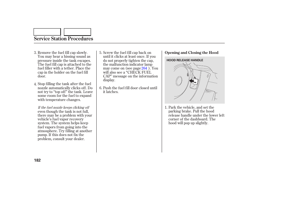 Service station procedures | HONDA 2006 Civic Coupe - Owner's Manual User Manual | Page 186 / 307