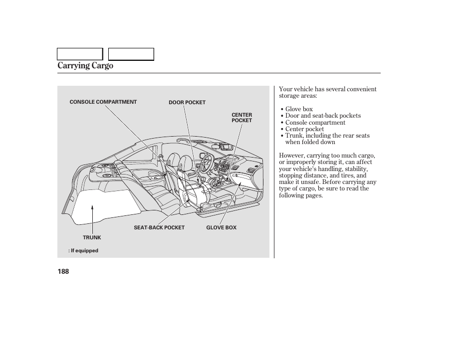 Carrying cargo | HONDA 2006 Civic Coupe - Owner's Manual User Manual | Page 192 / 307