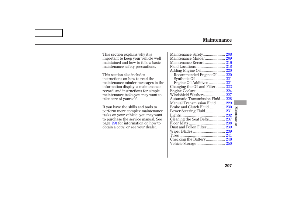 Maintenance | HONDA 2006 Civic Coupe - Owner's Manual User Manual | Page 211 / 307