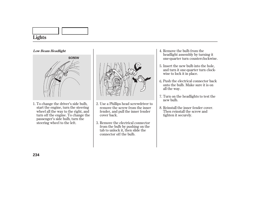 Lights | HONDA 2006 Civic Coupe - Owner's Manual User Manual | Page 238 / 307