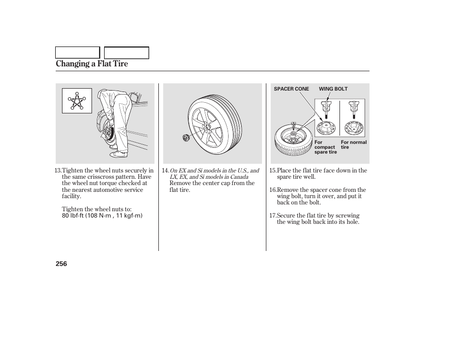 Changing a flat tire | HONDA 2006 Civic Coupe - Owner's Manual User Manual | Page 260 / 307