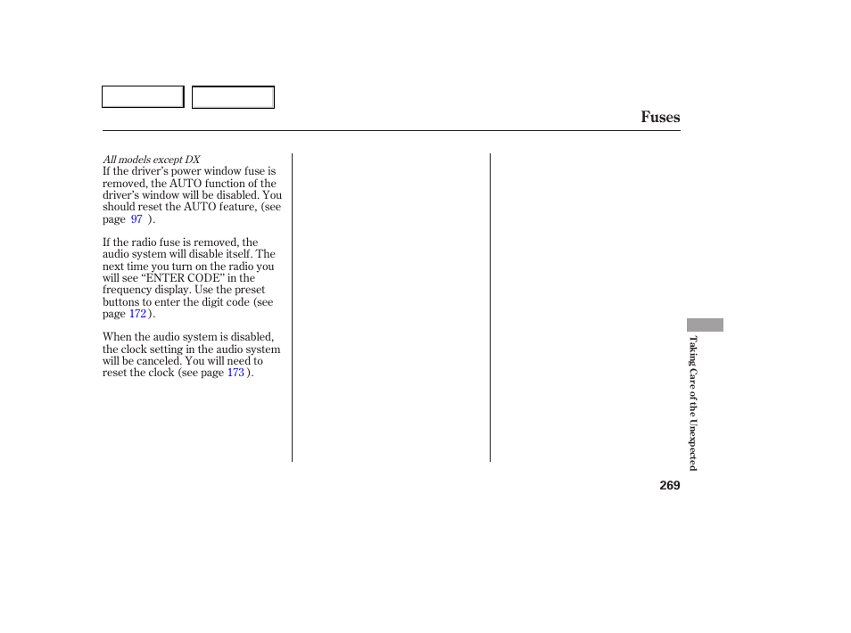 Fuses | HONDA 2006 Civic Coupe - Owner's Manual User Manual | Page 273 / 307