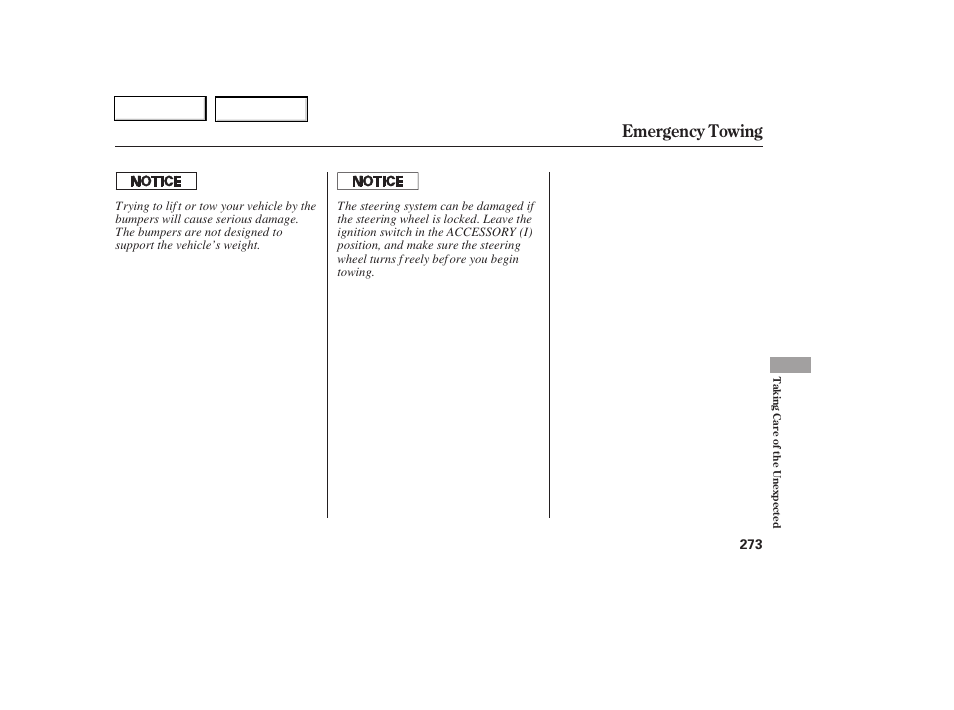 Emergency towing | HONDA 2006 Civic Coupe - Owner's Manual User Manual | Page 277 / 307