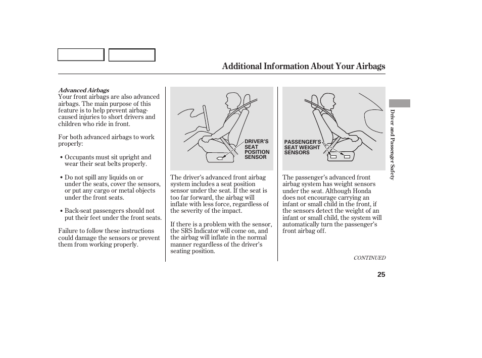 Additional information about your airbags | HONDA 2006 Civic Coupe - Owner's Manual User Manual | Page 29 / 307