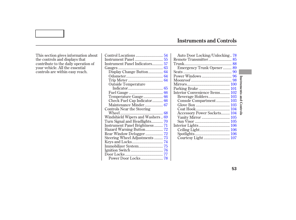 Instruments and controls | HONDA 2006 Civic Coupe - Owner's Manual User Manual | Page 57 / 307